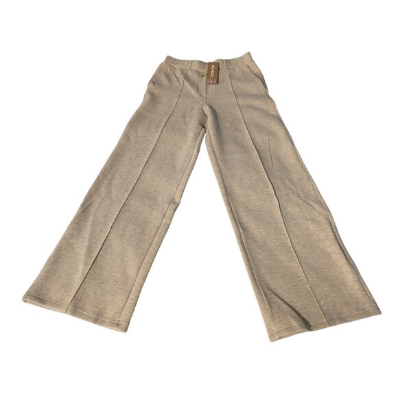 OGL FuzzLuxe High Waisted Straight Leg Pull On Pant Sz Medium Beige Stretchy Sof - Picture 2 of 15